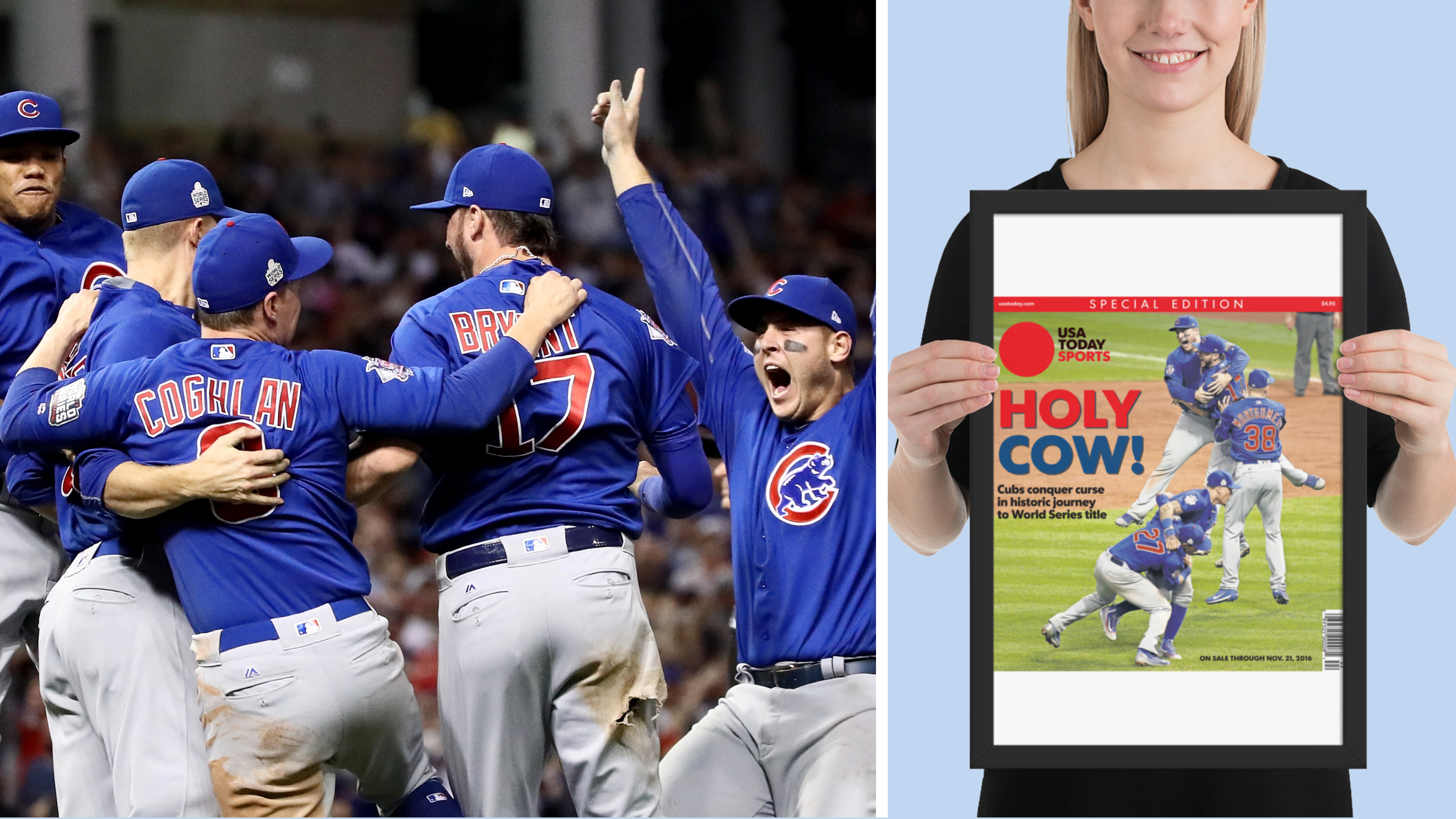 Celebrate 10 years of the end of the Chicago Cubs curse with this 2016 World Series championship print from USA TODAY.