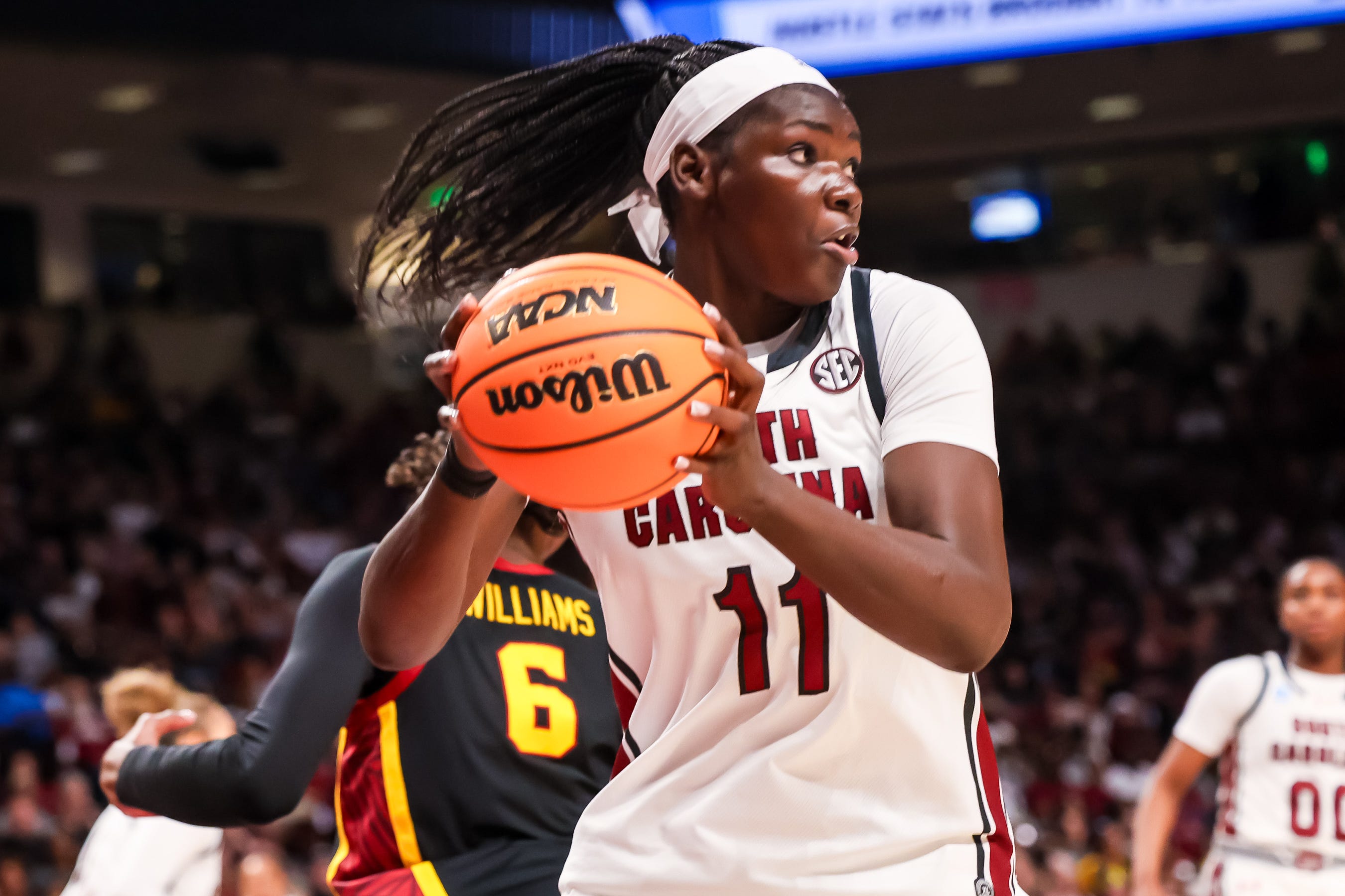 Madina Okot dominated through the first two rounds of the NCAA Tournament. It’s nothing new: She finished the regular season averaging a double-double.