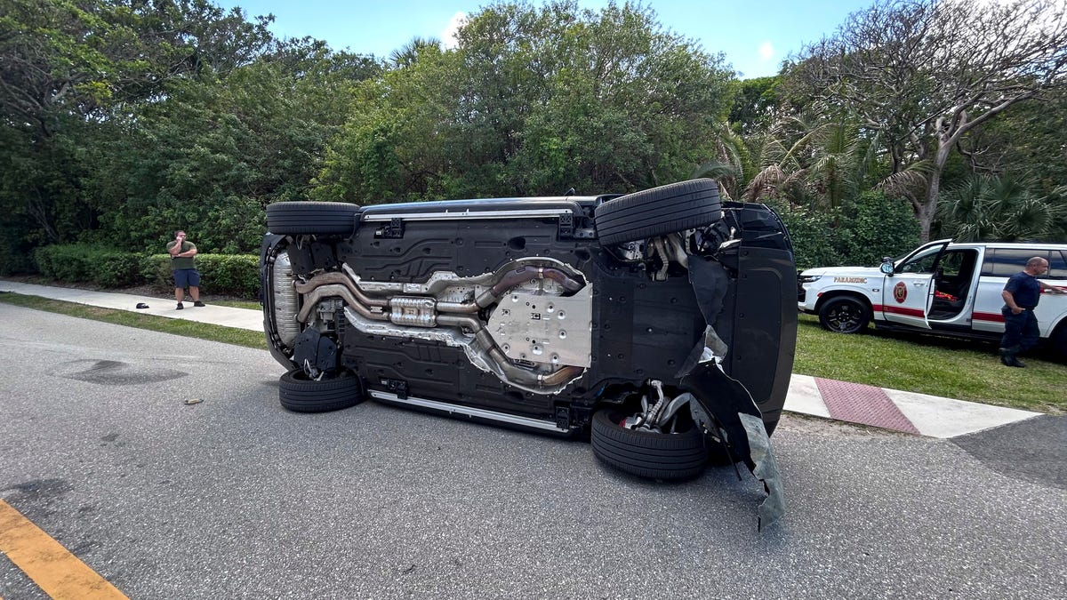 Images capture the scene in Florida where authorities responded after Tiger Woods was involved in a rollover car crash in Florida on March 27, 2026