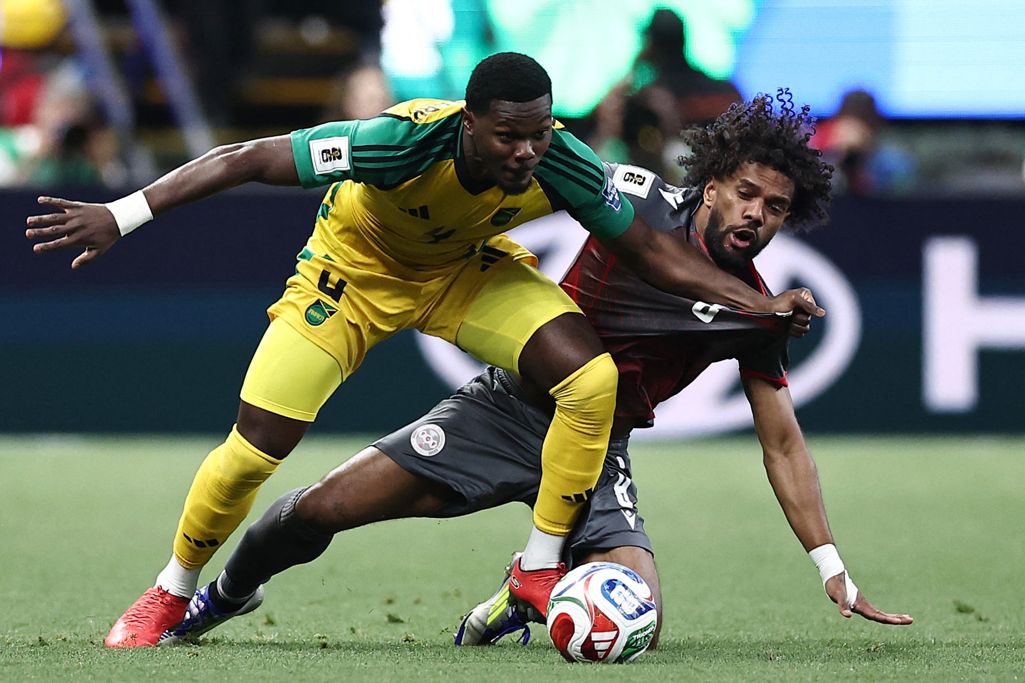 Jamaica moved to within a win of its first World Cup berth with a 1-0 win over New Caledonia in a FIFA intercontinental playoff semifinal match.