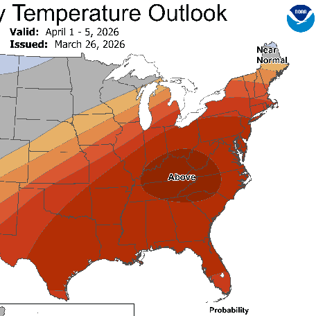 The temperature forecast for early April shows unusual warmth is expected in the East and cooler weather in the West.