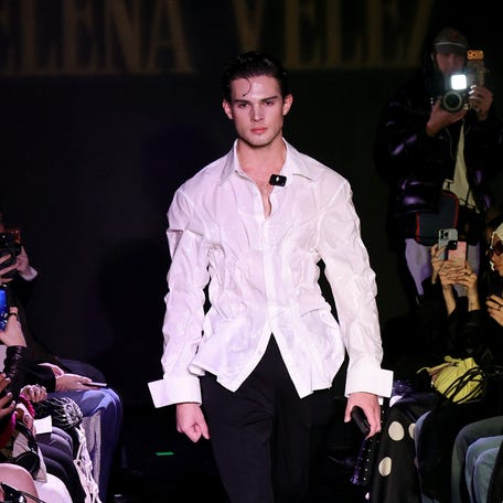 Clavicular walks the runway for the Elena Velez fashion show during New York Fashion Week on Feb. 12, 2026, in New York City.