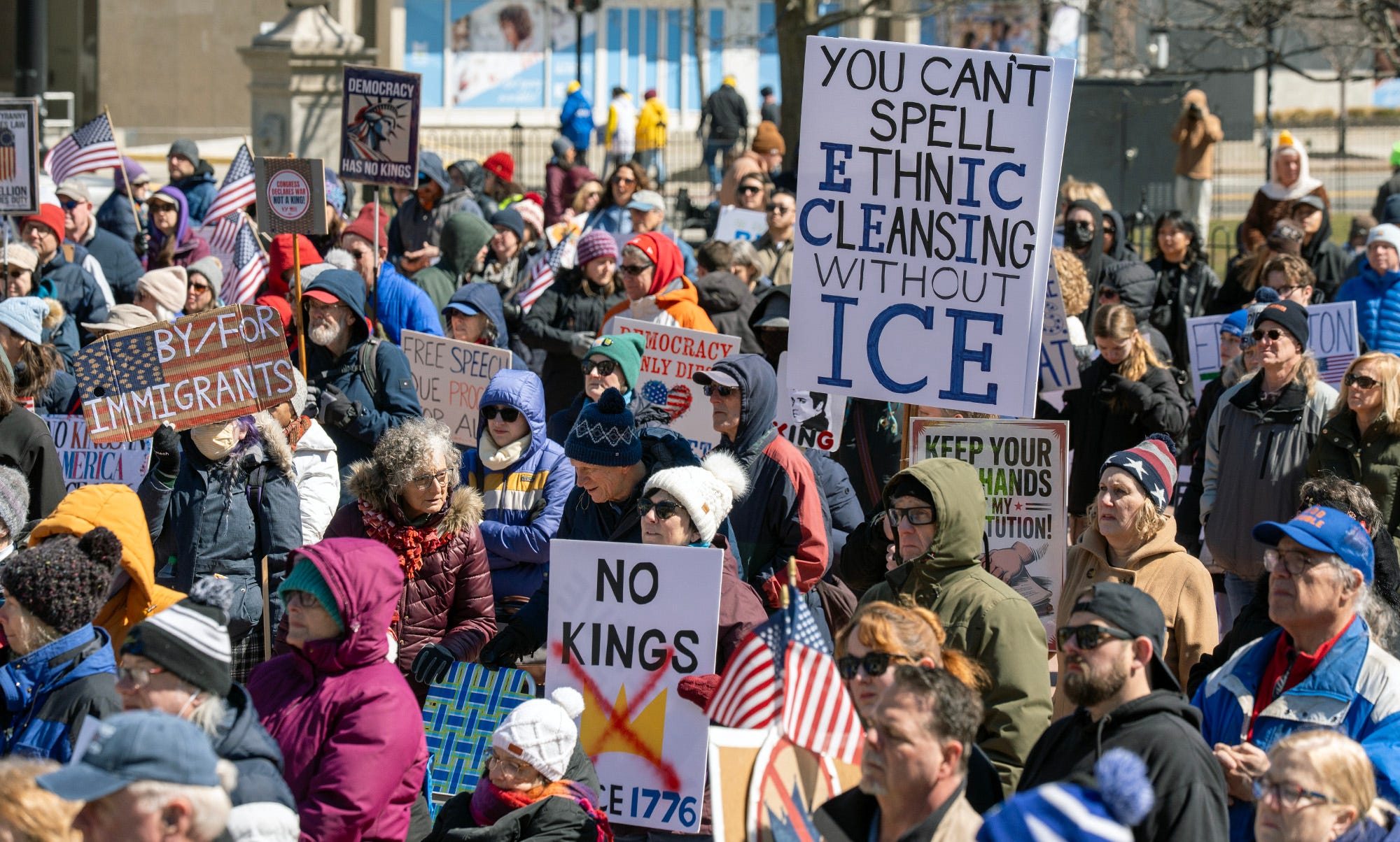 One-two punch: Dual 'No Kings' rallies held at Common, Institute Park