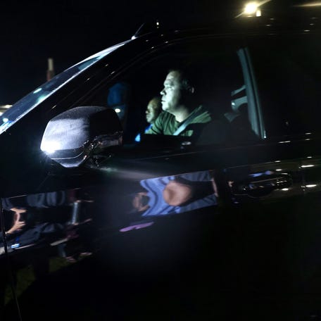 Tiger Woods sits in the passenger seat after leaving the Martin County jail in Stuart, Florida, following his DUI arrest on March 27, 2026.