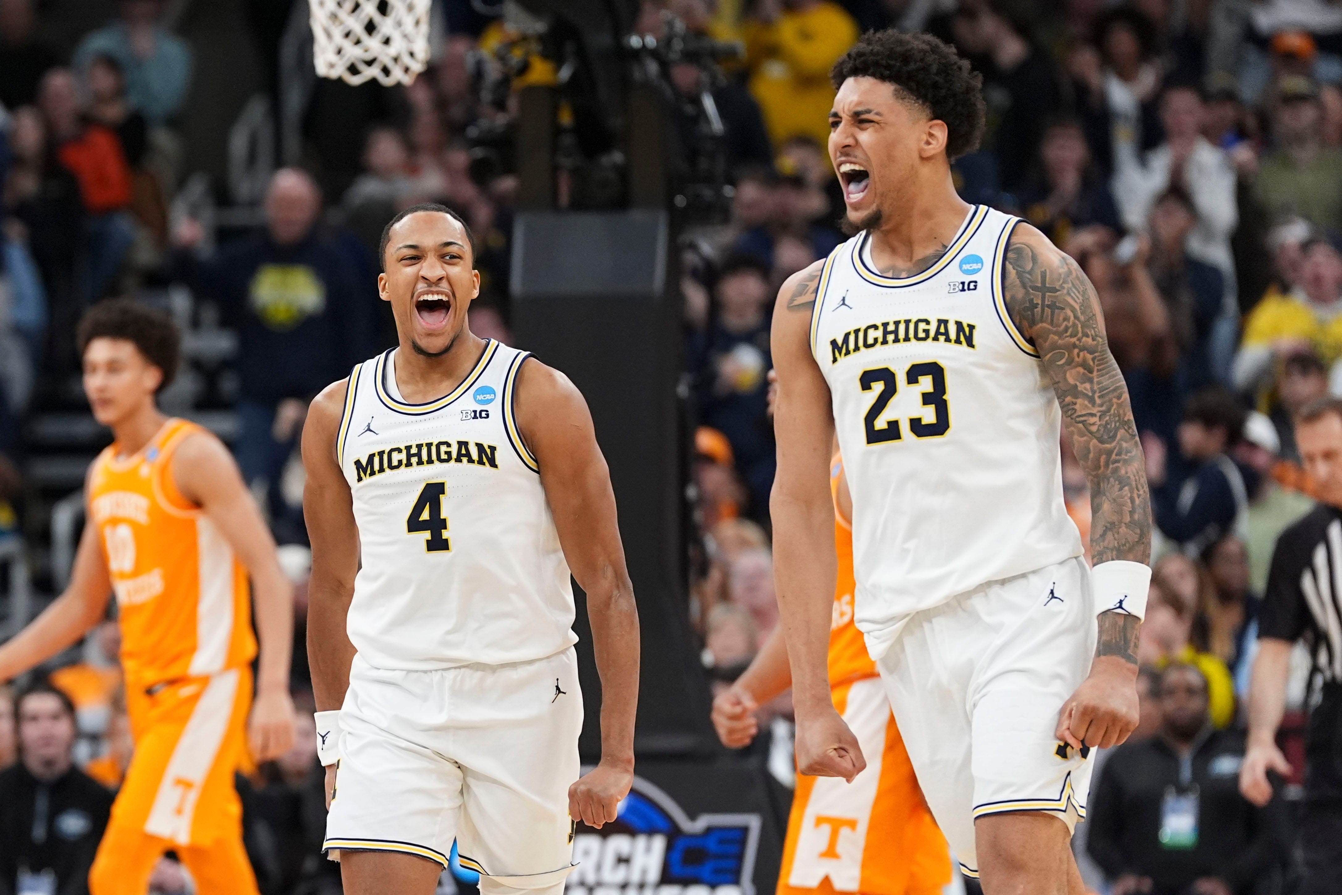 It was all Michigan against Tennessee in the Elite Eight, as the Wolverines took down the Vols 95-62 on March 29. Here are the highlights: