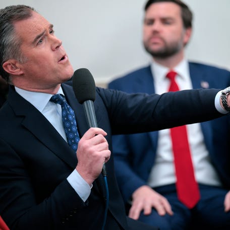 Peter Alexander questions President Donald Trump during a news conference on January 30, 2025.