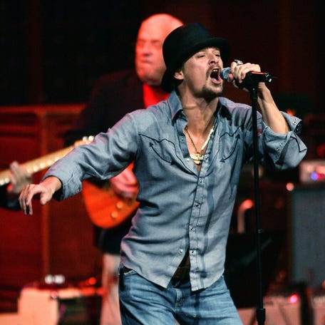 Kid Rock sings with the Muscle Shoals Rhythm Section during the 2nd annual Musicians Hall of Fame Induction Ceremony at the Schermerhorn Symphony Center in Nashville on Oct. 28, 2008.