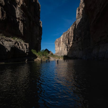 The sun sets at Santa Elena Canyon inside Big Bend National Park in West Texas on March 24, 2026. The towering limestone cliffs and narrow gorge make the canyon one of the park's most iconic and photographed vistas.