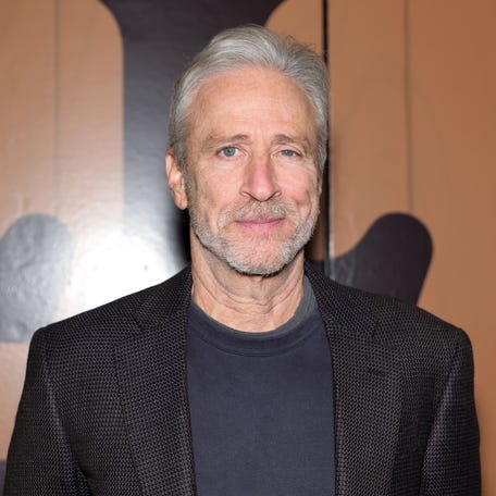 Jon Stewart attends the "All Out: Comedy About Ambition" gala at Nederlander Theatre in New York City on Dec. 18, 2025.