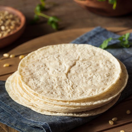 Homemade White Corn Tortillas in a Stack