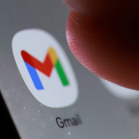 The Gmail app icon on a smartphone in this illustration taken October 27, 2025. REUTERS/Dado Ruvic/Illustration