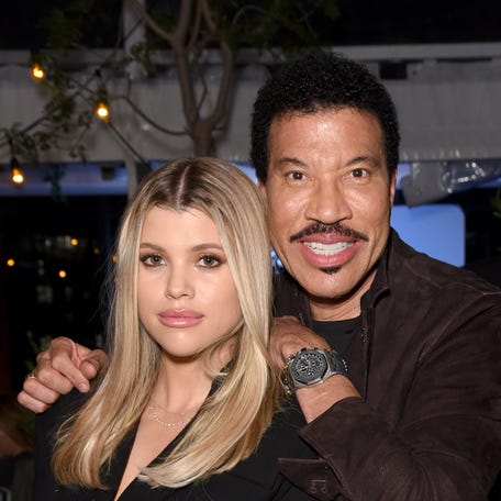 Sofia Richie and Lionel Richie attend Rolla's x Sofia Richie Launch Event at Harriet's Rooftop on Feb. 20, 2020, in West Hollywood, California.