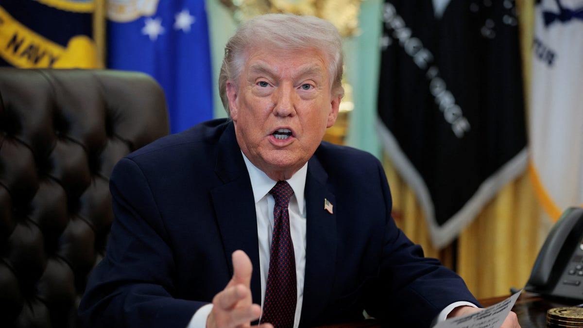 President Donald Trump speaks during the signing ceremony for an executive order on mail ballots at the White House on March 31, 2026.