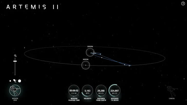 Artemis II launch tracker. Follow astronauts as they fly around moon