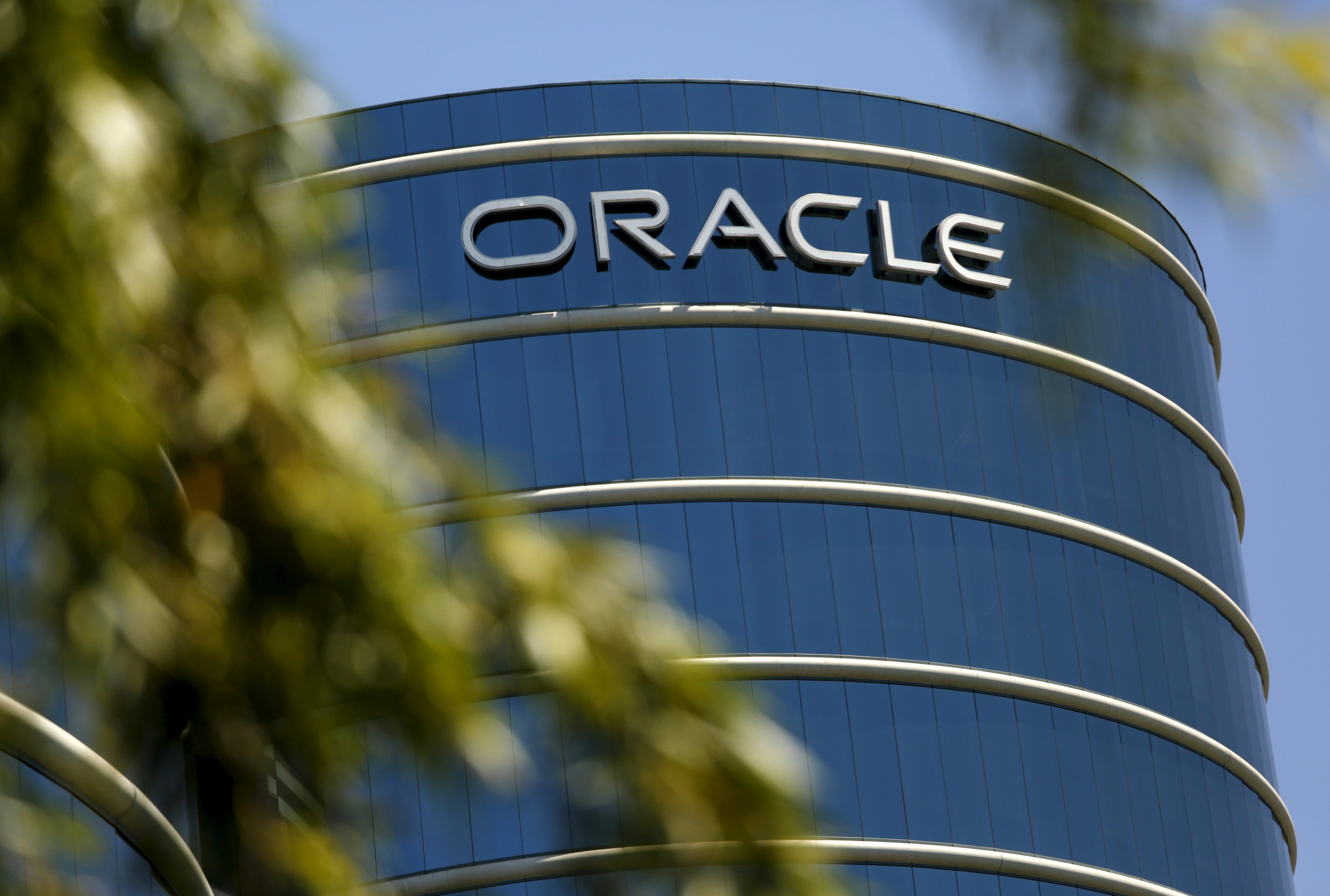 Oracle logo on a corporate building