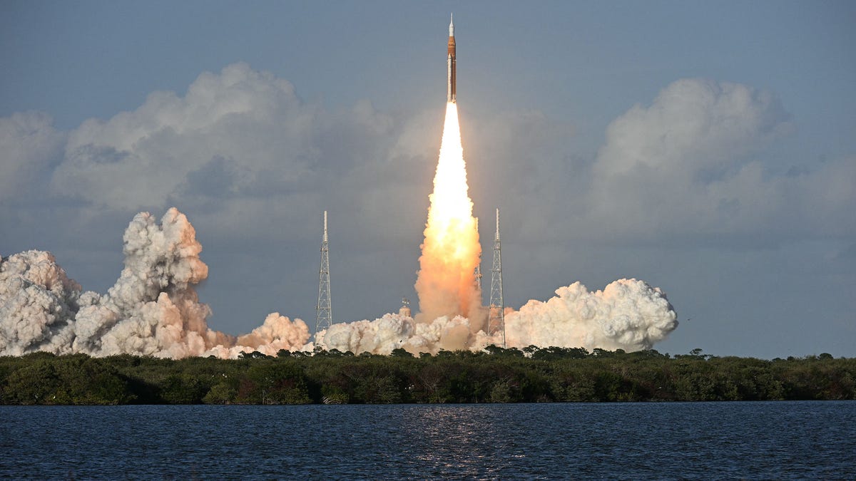 The Artemis II crewed lunar mission launches at Kennedy Space Center in Cape Canaveral, Florida, on April 1, 2026.