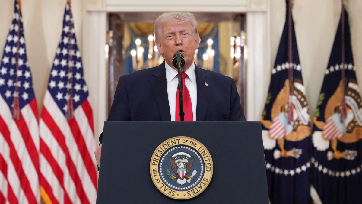 President Trump delivers an address to the nation from the White House on Wednesday evening to 