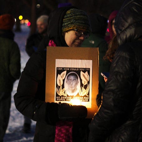 Activists gather in the Elmwood Village neighborhood following the death of Nurul Amin Shah Alam in Buffalo, New York.