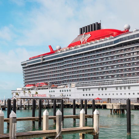 A Virgin Voyages cruise ship.