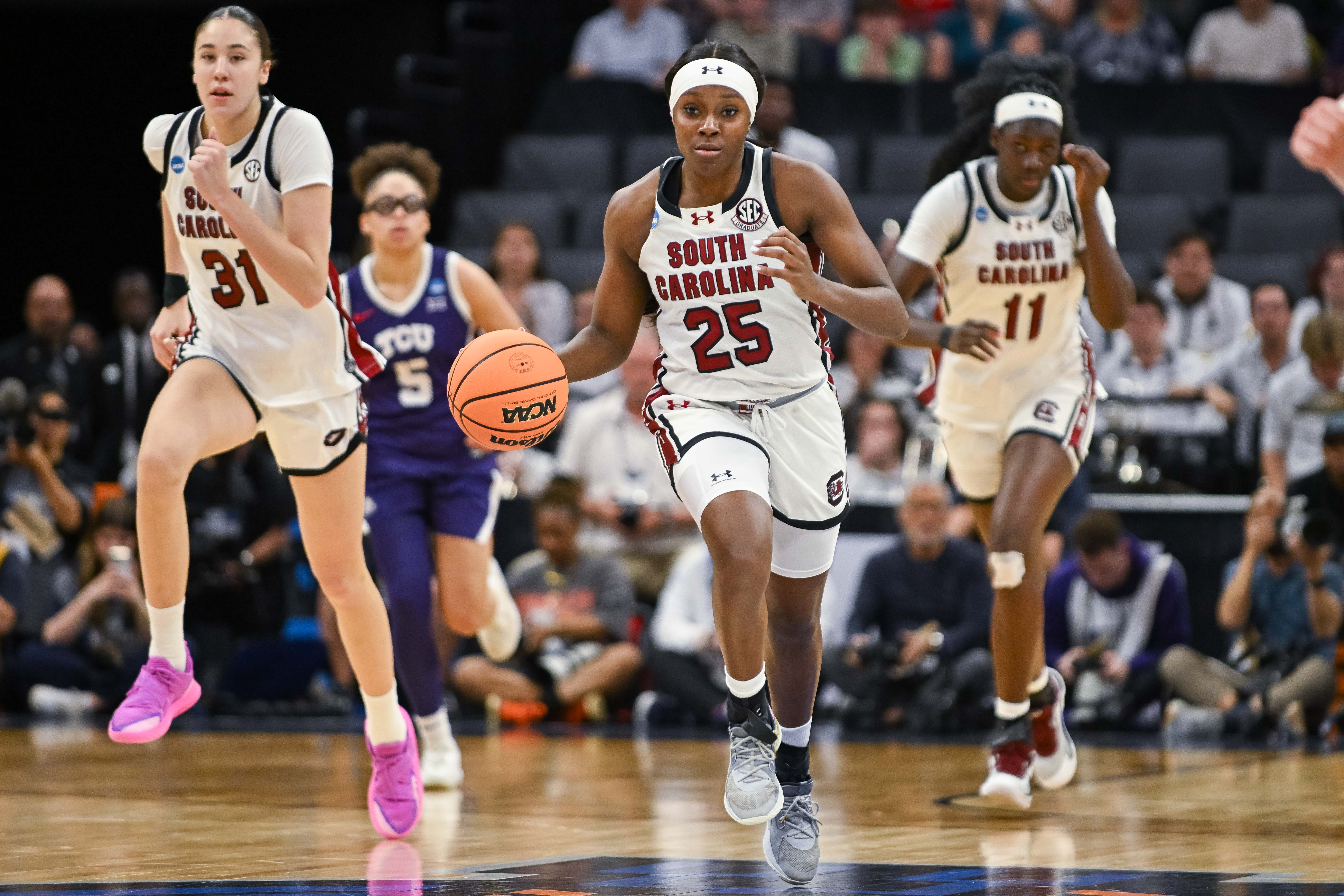 All four top seeds have survived regional play to reach Phoenix and the NCAA Women's Final Four. See when South Carolina, Michigan, Texas, UCLA play.