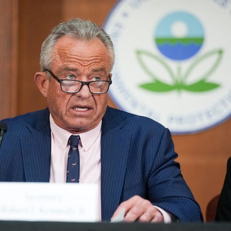 U.S. Secretary of Health and Human Services (HHS) Robert F. Kennedy Jr., speaks during an announcement on microplastics at the EPA headquarters in Washington, D.C., U.S., April 2, 2026. REUTERS/Ken Cedeno