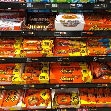 Look at all those different and delicious varieties of Reese's peanut butter candies, nearly 20 products, at one local convenience store in the Lebanon Valley.