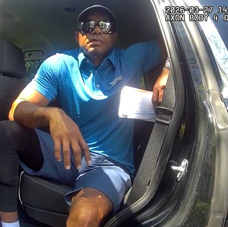 Tiger Woods was arrested for driving under the influence after a car crash in Florida on Friday, March 27, the Martin County Sheriff's Office said. Woods and the other driver involved in the two-car crash were not injured. Photos made from video release by Martin County Sheriff's Office show the scene of the crash.