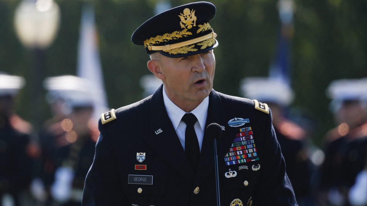 General Randy George, Chief of Staff of the U.S. Army speaks during a ceremony honoring prisoners of war, at the Pentagon in Washington, D.C. U.S., September 19, 2025. REUTERS/Daniel Becerril