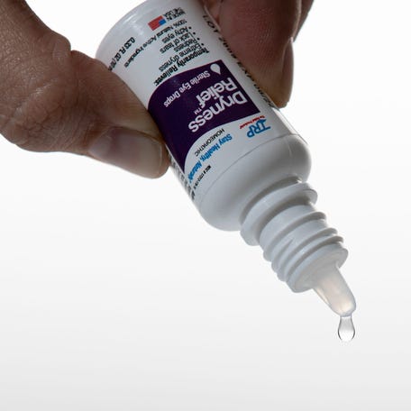 Preservative-free eye drops can be at risk for contamination after opening if they are not in the right bottle, Thursday, May 11, 2023, in Salem, Ore.