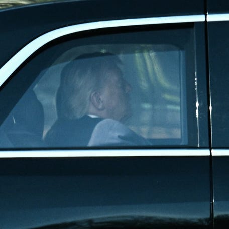 President Donald Trump departs the White House for the U.S. Supreme Court in Washington, DC, on April 1, 2026, to attend oral arguments on whether his administration can restrict birthright citizenship. Trump is the first sitting president to attend a Supreme Court argument.