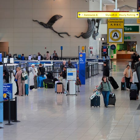 BALTIMORE, MARYLAND - MARCH 30: Travelers walk through BWI Airport on March 30, 2026 in Baltimore, Maryland. Airports around the country started recovering from long lines as TSA Agents begin to receive their first paychecks after about 61,000 TSA employees had been working without pay since a partial government shutdown started February 14.