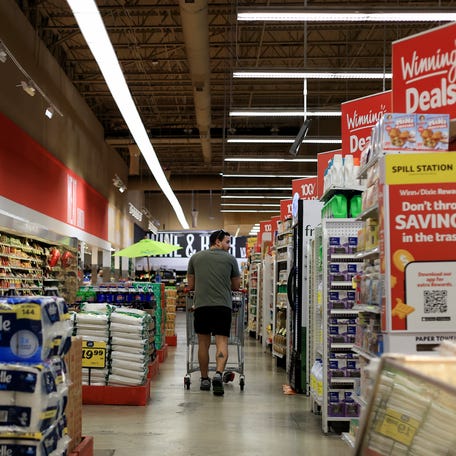 A customer shops in a grocery store on March 11, 2026 in Miami, Florida. (Photo by Joe Raedle/Getty Images)