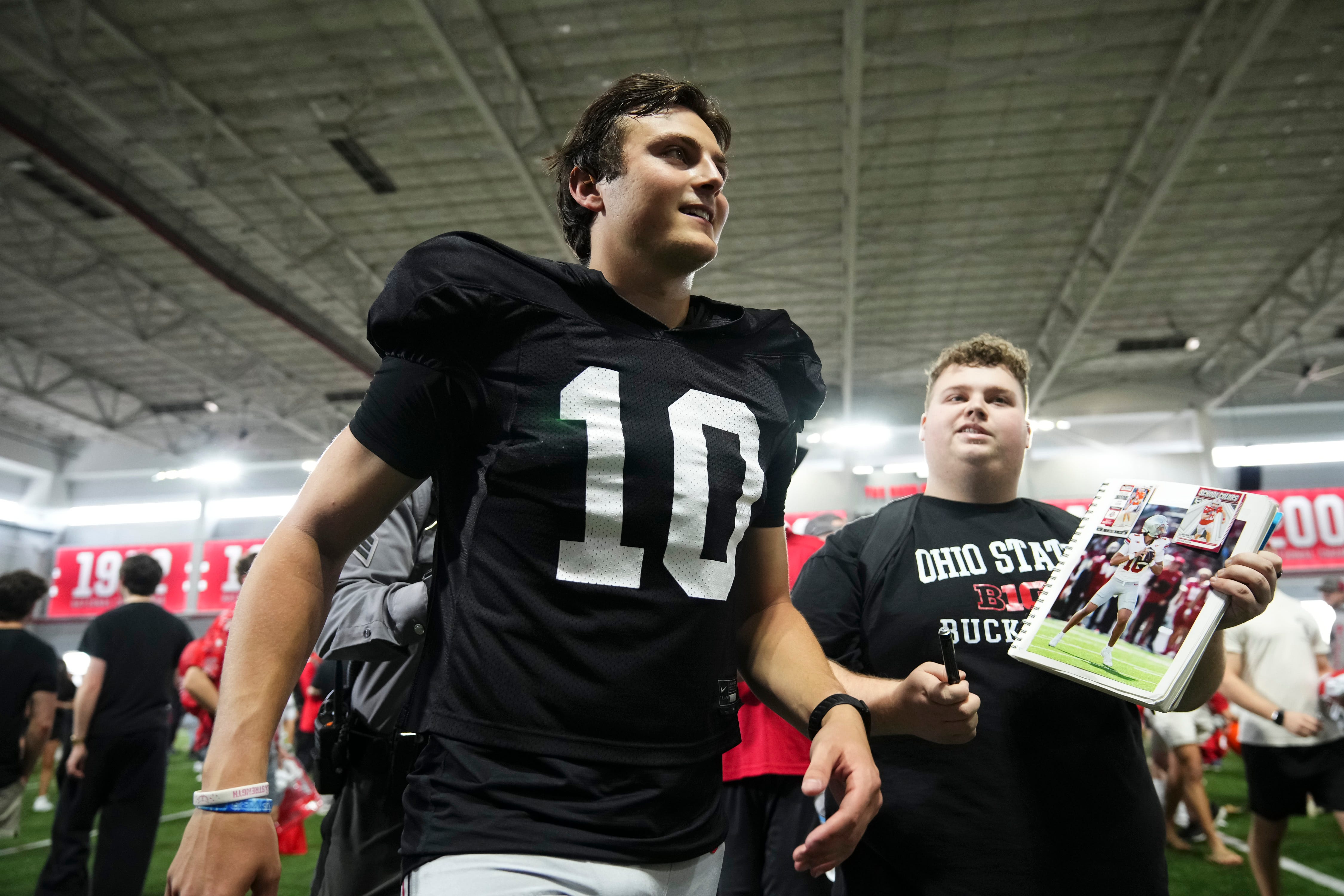 Ohio State QB Julian Sayin throws 1st pitch at Columbus Clippers game