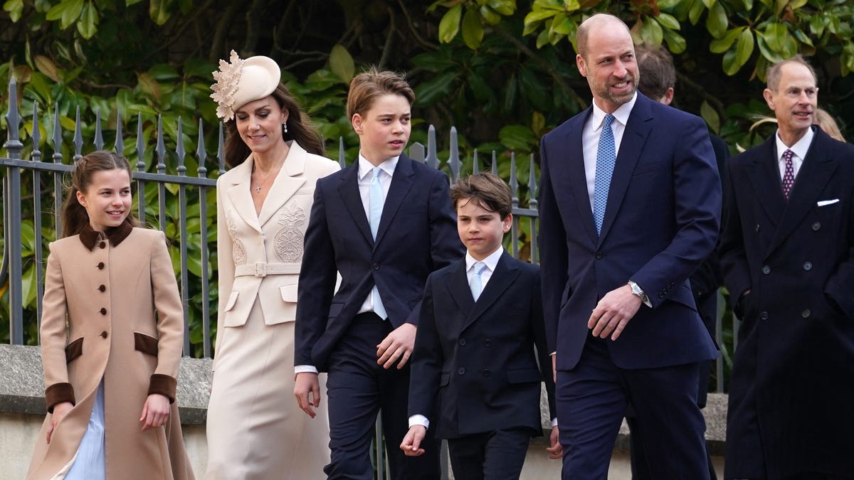 See the royal family step out in their Easter finery, though this year without the former Prince Andrew.