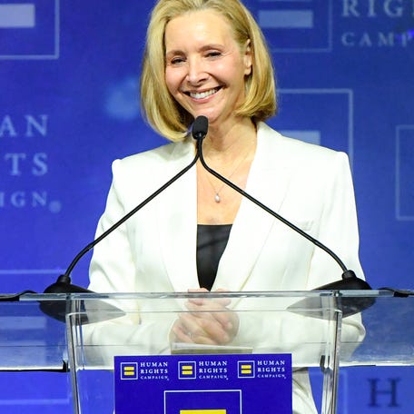 Lisa Kudrow speaks onstage during Human Rights Campaign's 2026 Los Angeles Dinner at Fairmont Century Plaza on March 28, 2026, in Los Angeles.