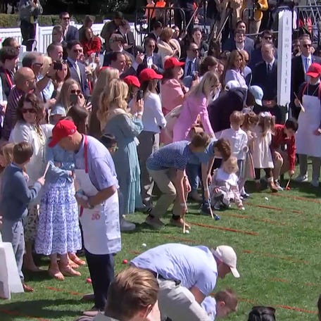 Families gathered at the White House for the annual Easter Egg Roll as President Donald Trump and First Lady Melania Trump marked Easter.
