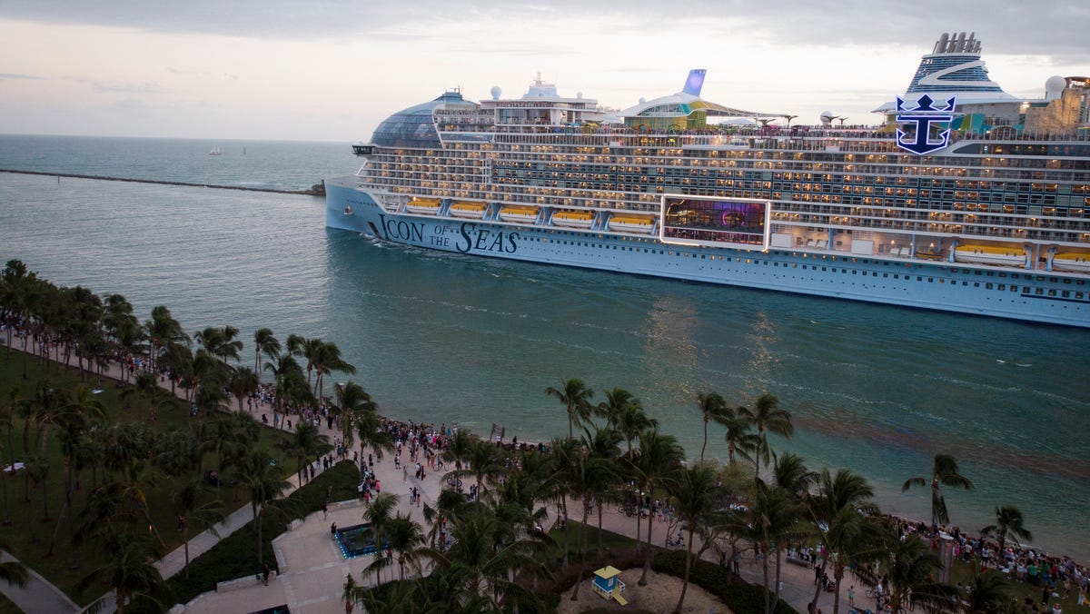 Royal Caribbean's Icon of the Seas sails from Miami, Florida on January 27, 2024.