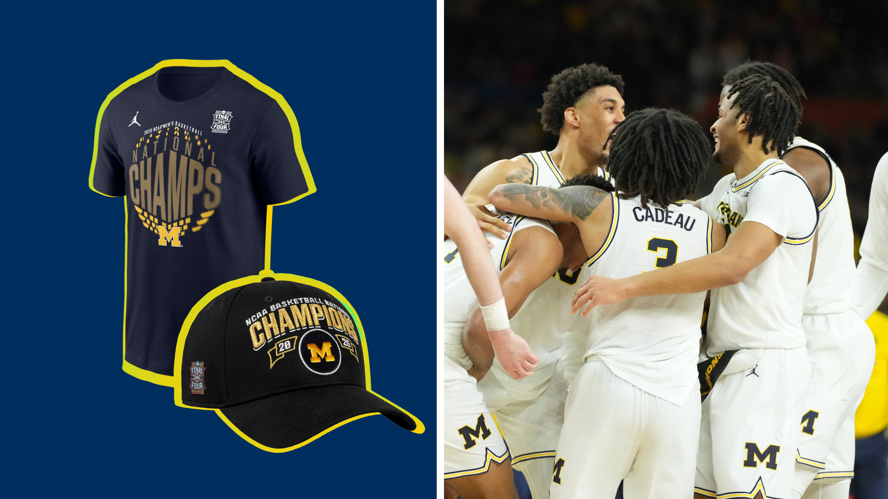 The Michigan Wolverines are your 2026 NCAA men's basketball national champs. Shop the championship gear now including hats, shirts, hoodies and more: