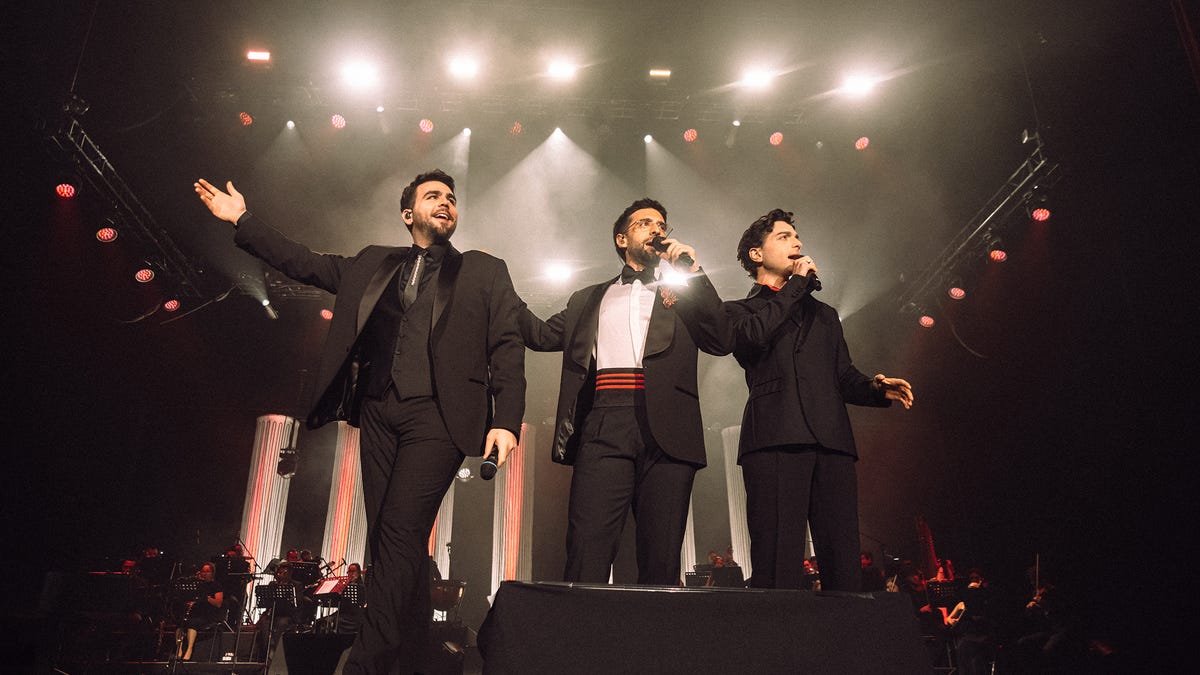 (From left) Ignazio Boschetto, Piero Barone and Gianluca Ginoble comprise the classical pop trio Il Volo. The group's world tour will extend through November with additional dates in North America.