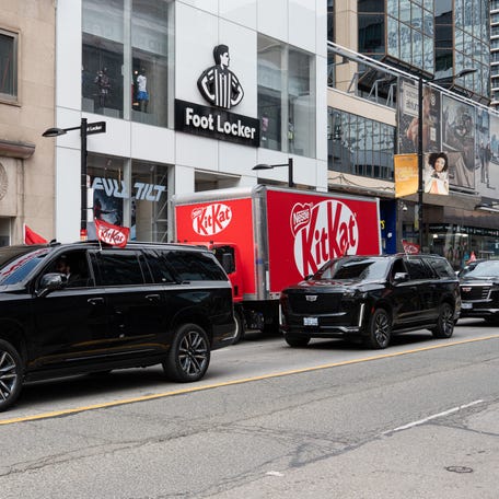 KitKat Canada provided a security escort for one of its delivery trucks in downtown Toronto.