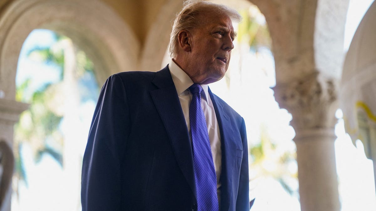 President Donald Trump at Mar-a-Lago in Palm Beach, Florida, for the wedding of Dan Scavino, White House deputy chief of staff, and Erin Elmore, the director of Art in Embassies at the U.S. Department of State, February 1, 2026.