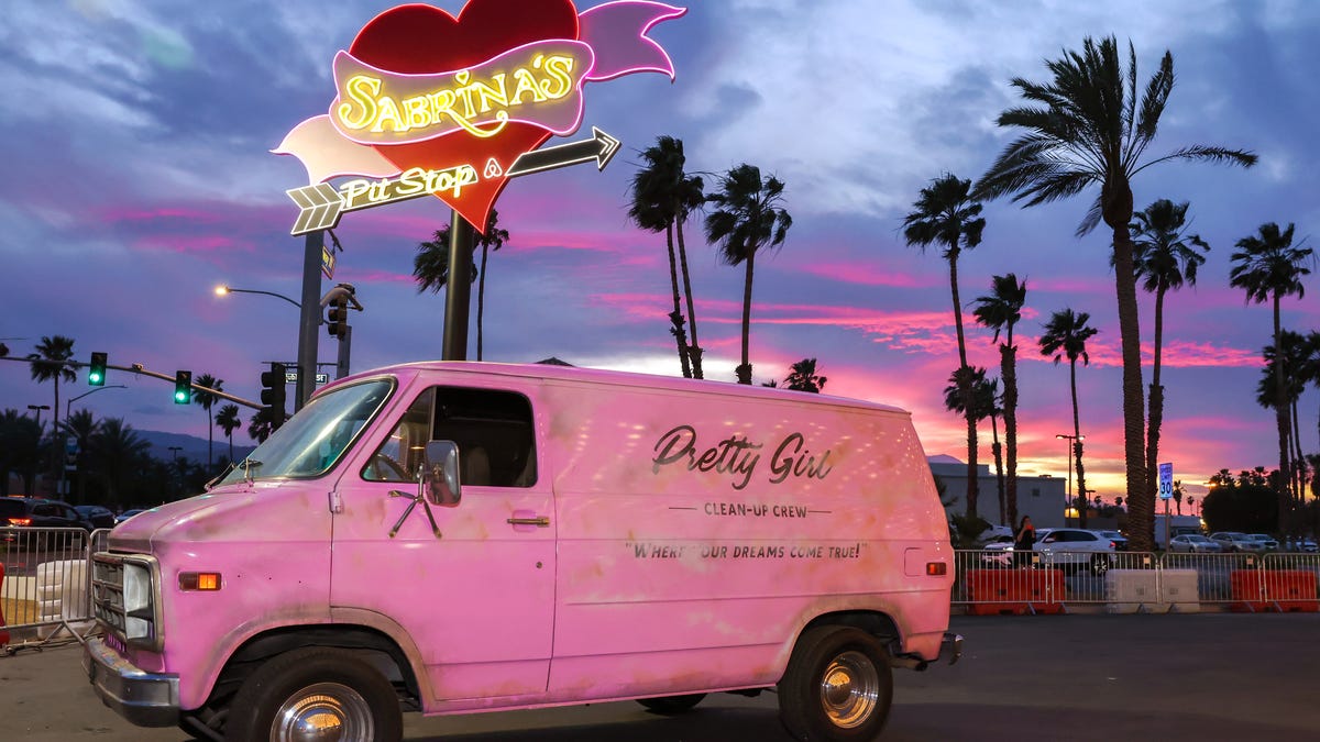 Take a look inside the playful and pink pit stop ahead of Sabrina Carpenter’s Coachella performance.