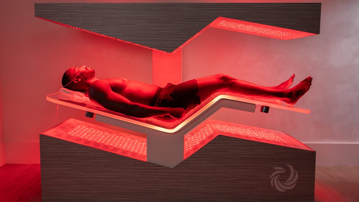 The Ammortal Chamber is a $159,500 wellness machine combining red light therapy, molecular hydrogen, vibro-acoustics and voice-guided mediation.