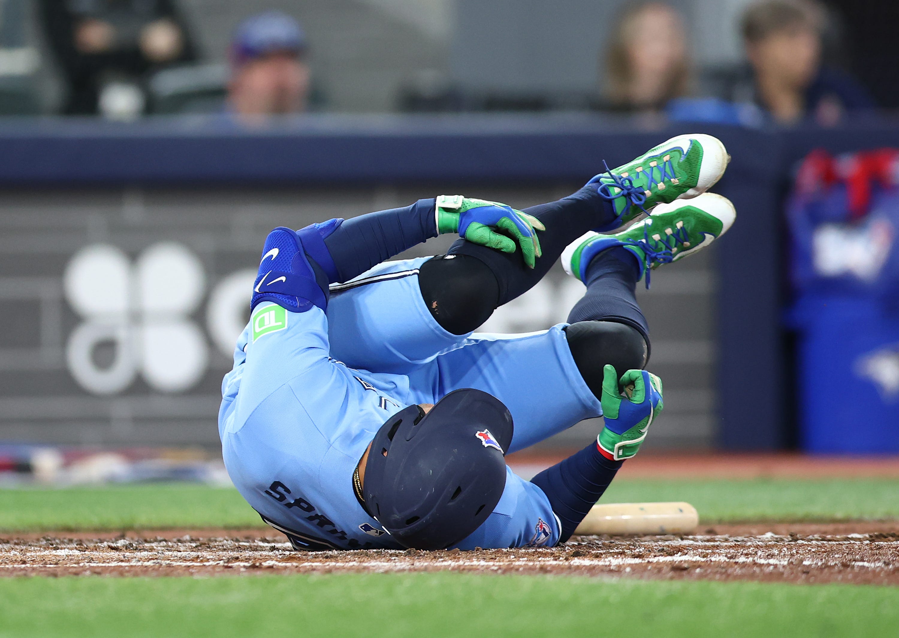 Blue Jays leadoff hitter George Springer suffered a fractured big left toe when he fouled a ball off his foot.