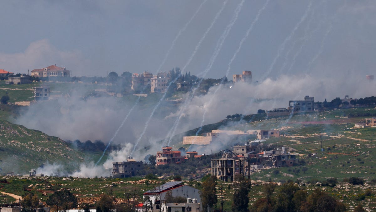 Smoke rises following artillery shelling in Lebanon, as seen from Israeli side of the border, April 11, 2026.