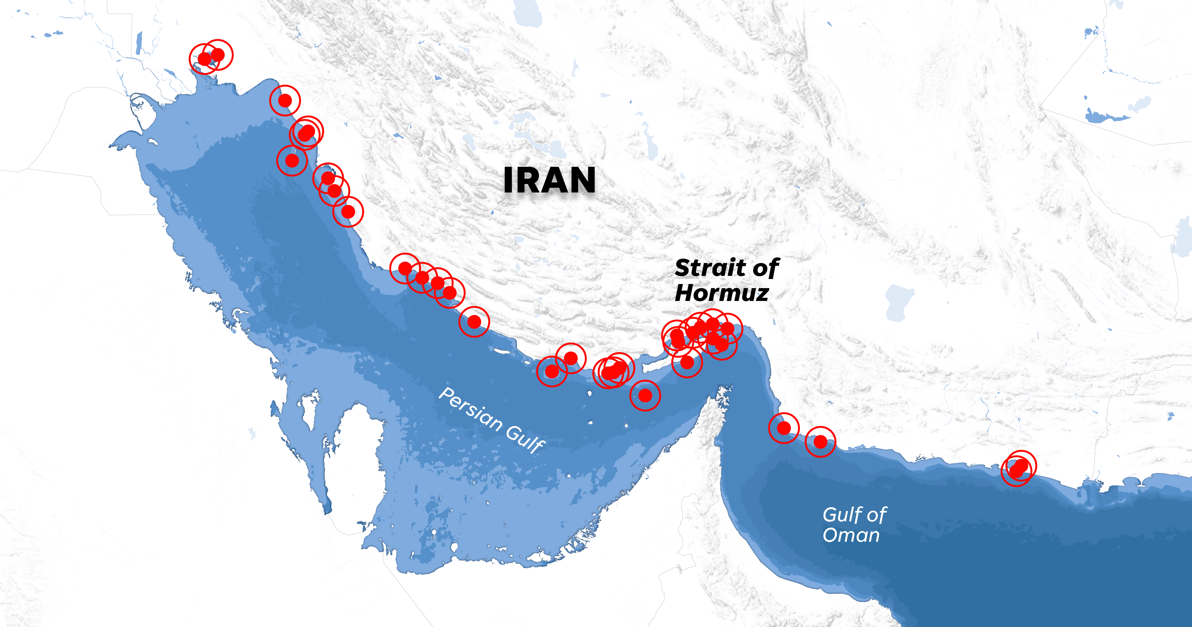 Updated marine traffic map of Iran shows ships near blocked Strait of Hormuz. The escalation may further increase gas prices; Iran condemns \