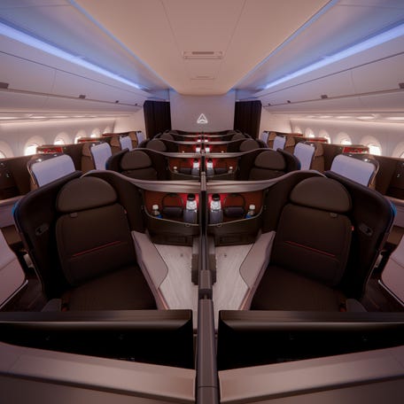 The new Delta One cabin on a Delta Air Lines A350-1000.