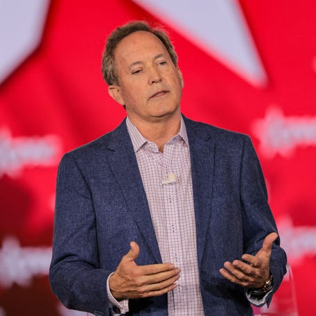 Texas Attorney General Ken Paxton speaks during the Conservative Political Action Conference USA 2026 at the Gaylord Texan Resort and Convention Center, in Grapevine, Texas, U.S., March 28, 2026.