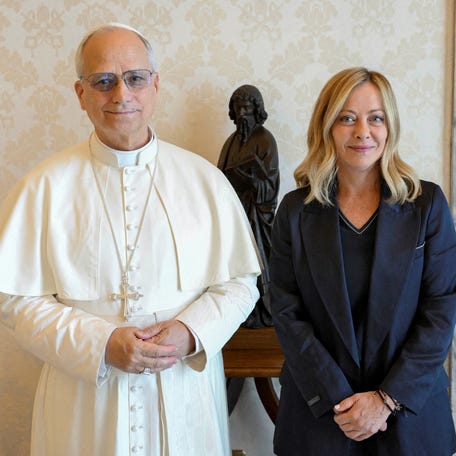 Pope Leo XIV meets Italy's Prime Minister Giorgia Meloni at the Vatican, July 2, 2025.