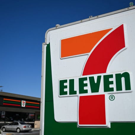The 7-Eleven logo is displayed on a sign outside of a convenience store in Torrance, California on October 14, 2024.